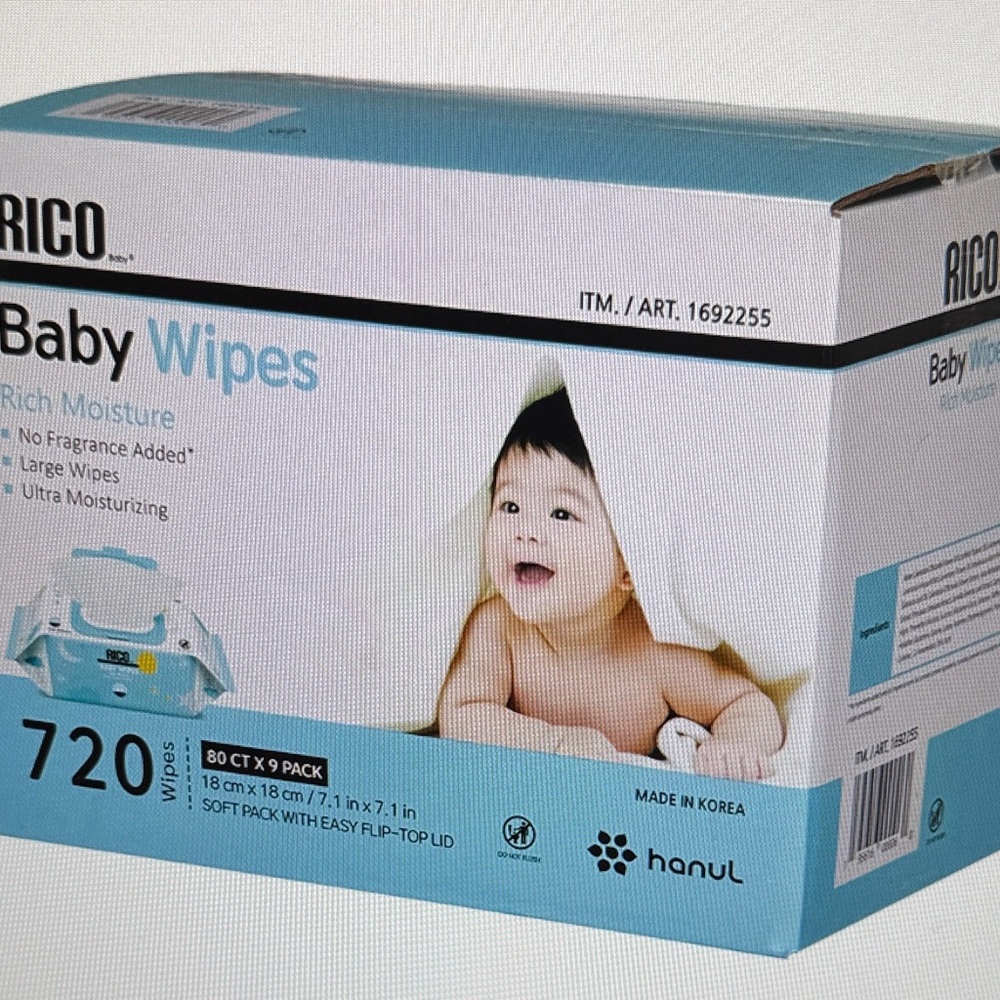 Rico Baby Wipes - 720 counts- No Fragrance Added